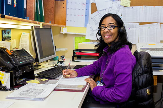 Employee working at desk