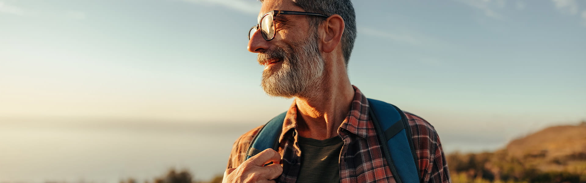 Man outdoors with a backpack